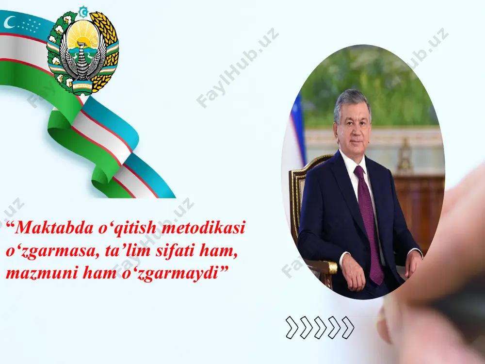 oʻqituvchilariga metodik yordamni tashkil etish, mahorat va ochiq darslari tashkil etish, samaradorligini oshirish, ilg‘or tajribali o‘qituvchilarning ish tajribalarini ommalashtirish fan to‘garaklarini tashkil etish, darslardan tashqari vaqtda turli tadbirlar o‘tkazish bo‘yicha jarayonlarni muvofiqlashtirish 01 02 04 03 amaliy topshiriq mavzusi bo‘yicha pedagogik-psixologik adabiyotlar, ilmiy-nazariy manbalar hamda umumiy o’rta ta’lim maktablari o’quv-didaktik materiallarni o’rganish, mavzuning yoritilish darajasini aniqlash tadqiqot metodlarini belgilash; to’plangan ma’lumotlarni statistik qayta ishlash va umumlashtirish; olingan natijalarni taqdimot shaklida tayyorlash va maktab metodbirlashmalar faoliyatida tatbiq qilish iv. vazifasi dts talablarini metodbirlashmalar faoliyatda ustivor vazifa qilib belgilash va uni bajarish metodbirlashma rahbarlarini tanlashda shaffoflik,mas’uliyatni his qila oladigan yangilikka intiladagan vatanparvar o‘qituvchilarni tayinlash metodik xizmat ko‘rsatish va metodbirlashma faoliyati hamkorligini samarali tashkil etish uchun imkoniyatlar yaratib berish. tuman maktablari bilan metodik hamkorlikni yo‘lga qo‘yish orqali o‘qituvchilarni kasbiy mahoratini oshirish. iv.1. muammolarning yechimlari 8 v. muammo yuzasidan xorijiy tajribalarni o‘rganilganligi ta‘lim olish singapurda - jamiyat siyosatida etakchi o‘rinlarda turadi.singapur ta‘lim tizimi – …