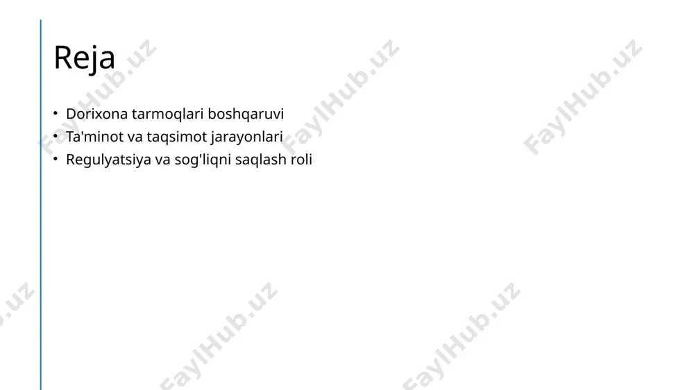 joriy etish, xizmat ko'rsatish sifatini oshirishga yordam beradi. dorixona tarmoqlarida ta'minot zanjiri: jarayonlar va mexanizmlar. 1 ta'minot zanjiri dorixona tarmoqlarida ta'minot zanjiri, dorilar va farmatsevtik mahsulotlarni ishlab chiqaruvchilar, distribyutorlar va oxirgi iste'molchilar o'rtasidagi bog'lanishni ifodalaydi. 2 jarayonlar ta'minot zanjiridagi jarayonlar, mahsulotlarning ishlab chiqarishdan iste'molgacha bo'lgan barcha bosqichlarini o'z ichiga oladi, shu jumladan, buyurtma berish va yetkazib berish. 3 mexanizmlar mexanizmlar, ta'minot zanjirining samaradorligini oshirish uchun qo'llaniladigan usullar va tizimlardir, masalan, avtomatlashtirilgan inventarizatsiya va monitoring tizimlari. 4 mahsulot taqsimoti farmatsevtik mahsulotlar taqsimoti, dorixona tarmoqlarining mijozlarga sifatli xizmat ko'rsatishi, zarur dori-darmonlarni o'z vaqtida yetkazib berish imkonini yaratadi. sog'liqni saqlashda dorixona tarmoqlari taqsimoti va ta'siri. 1 dorixona tarmoqlari taqsimoti dorixona tarmoqlari sog'liqni saqlash tizimida muhim rol o'ynaydi, ularning taqsimoti bemorlarning dori vositalariga oson kirishini ta'minlaydi. 2 ta'sir va muhimligi dorixona tarmoqlari sog'liqni saqlash tizimida dori ta'minotini boshqarish orqali bemorlarning davolanish jarayonini tezlashtirib, umumiy salomatlikni yaxshilaydi. 3 mintaqaviy farqlar o'zbekistonda dorixona tarmoqlari taqsimoti mintaqaviy …