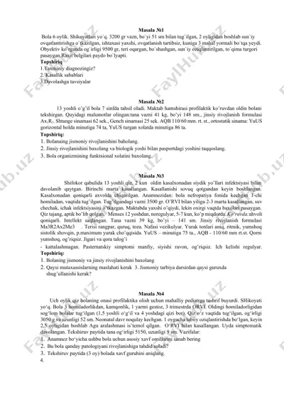bola sog'liqni yo'qotganligi — DOCX