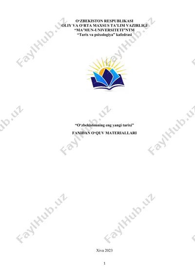 o‘zbekistonning eng yangi tarixi o‘quv materiallari — DOCX
