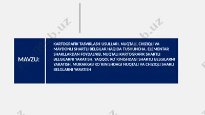 kartografiya belgilar va ularning ahamiyati — PPTX