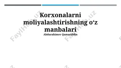 korxonalarni moliyalashtirishning oʻz manbalari — PPTX