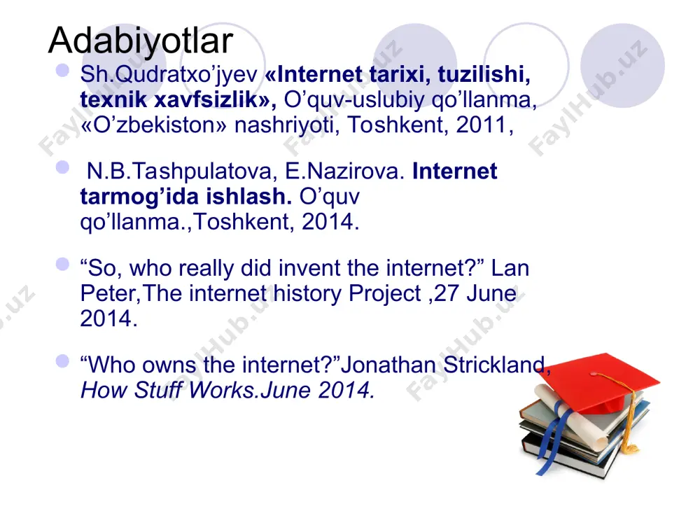 kurslar * utube.uz ziyonet.uz dastur.uz coursera.org khanacademy.org estudy.uz referat.uz lex.uz udemy.com economist.com cheaptalk.org thesimpledollar.com www.uz internet kelajakda !!! hеch bir gap qolmadi ma`lum bo’lmagan, juda oz sir qoldi ma`lum bo’lmagan. bilimim haqida chuqur o’ylasam: bildimki, hеch narsa ma`lum bo’lmagan. абу али ибн сино
