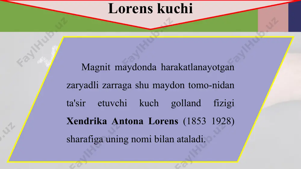 iruvchi kuchni izohlang, zaryadli zarra magnit maydonga qanday yo'nalishda kirganda unga lorens kuchi ta'sir qilmaydi?