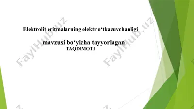 elektrolit eritmalarning elektr o‘tkazuvchanligi — PPTX