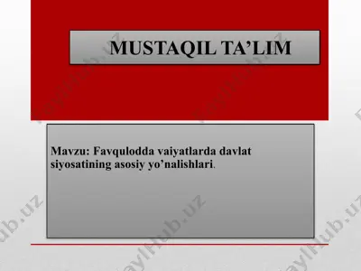 favqulodda viyatlarda davlat siyosati — PPTX