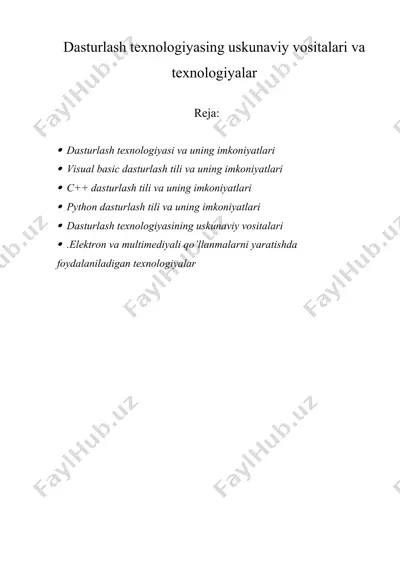 dasturlash texnologiyasing uskunaviy vositalari va texnologiyalar — DOCX