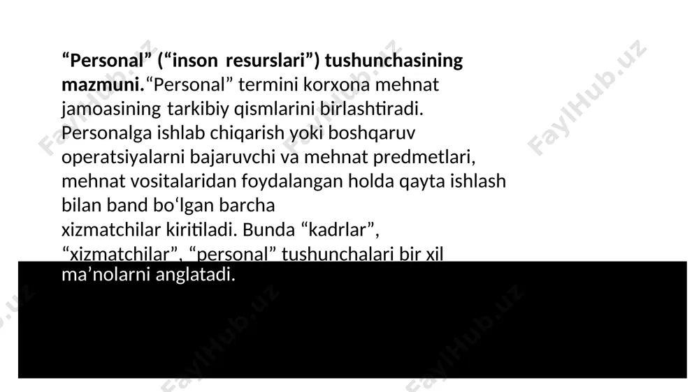 niyat qoldirdi. bozor iqtisodiyoti, aksincha, inson tashabbusini nazarda tutadi. uning qanday yashashi yangi iqtisodiy tizimga “moslashish” qobiliyatiga bogʻliq. bu, boshqa narsalar teng boʻlganda, insonning jismoniy imkoniyatlari va maʼlumotlari yuqoriroq boʻlsa, shuncha muvaffaqiyatli boʻladi. shape \* mergeformat mehnat resurslari sonini hisob-kitob qilish sxemasi quyidagi koʻrinishga ega boʻlishi mumkin: mehnat resurslari oʻrtacha yillik soni quyidagi formula boʻyicha aniqlanadi: lr = wapm – wtp, bunda: mehnat resurslarining mamlakat, mintaqa, sanoat, tashkilot darajasidagi qismi ishchi kuchi hisoblanadi 85% ish kuchi deganda mehnat qilish qobiliyati, inson ega boʻlgan va ishlab chiqarish uchun foydalanadigan jismoniy va intellektual qobiliyatlar, bilimlar, mahorat va koʻnikmalar yigʻindisi tushuniladi. ish kuchi uning rivojlanish bosqichidan va ijtimoiy shaklidan qatʼiy nazar har qanday jamiyat uchun xosdir. ammo bu tushuncha jamiyatning tarixiy rivojlanishining maʼlum bir bosqichida aniq iqtisodiy maʼnoga ega boʻldi. kapitalizmning yuzaga kelishi bilan ishchi kuchini sotish va sotib olish mumkin boʻlgan sharoitlar yaratildi. xodimlarga shaxsiy erkinlik, yaʼni mamlakat hududi boʻylab erkin harakat …