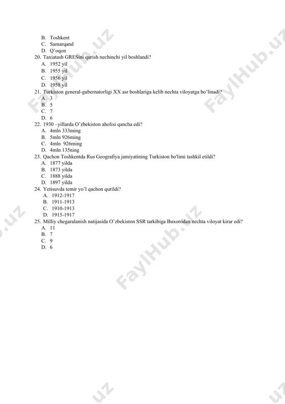 tarixiy geografiya test savollari (3-variant) - Page 3