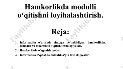 informatika o'qitishda shaxsga yo'naltirilgan hamkorlik — PPTX