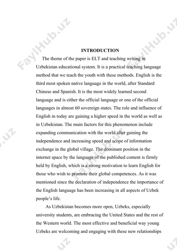 language as a way to gain a professional career in translation or further their higher education pursuits. the aim is to overview theoretical basis of teaching language and its development, to analyze the existent problems in teaching writing skills and find the ways out of this problem by suggesting a series of exercises that can be useful in classroom activities. thus, according to the set aim we are to solve the following tasks: - to determine the aim and nature of teaching language ; - to describe the method in teaching language and writing skills; - material design for teaching writing skills at school the novelty of the course paper is reflected by different interactive teaching language and writing methods, schools’ programs and essential instructions for teaching pupils to write the structure of the course paper consists of introduction, main body and conclusion which are followed by the literature used …