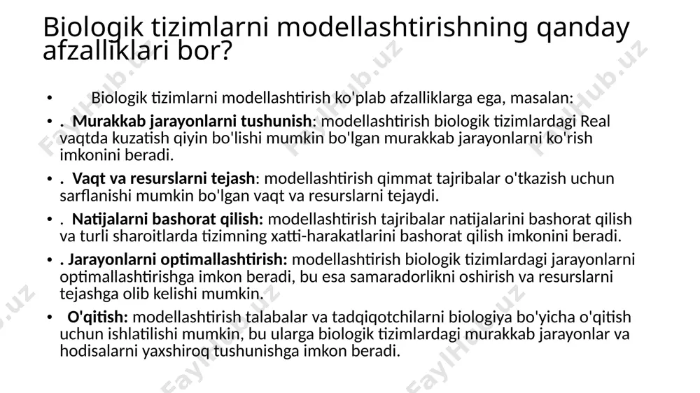 ushbu modellarni yaratish uchun analitik, raqamli va statistik usullarni o'z ichiga olgan turli xil usullar qo'llaniladi. - analitik usullar tizimni tavsiflovchi tenglamalarni tahlil qilish va echish uchun ishlatiladi. ular tizimning xatti-harakatlarini tavsiflash uchun ishlatilishi mumkin bo'lgan analitik echimni olishga imkon beradi. - raqamli usullar analitik tarzda hal qilib bo'lmaydigan matematik modellarni echish uchun ishlatiladi. ular raqamli hisob-kitoblar yordamida taxminiy echimni olishga imkon beradi. - statistik usullar ma'lumotlarni tahlil qilish va statistik modellarni yaratish uchun ishlatiladi. ular tizimning xatti-harakatlarini bashorat qilish uchun ishlatilishi mumkin bo'lgan statistik naqshlarni tavsiflashga imkon beradi. - shunday qilib, matematik modellashtirish uchun tizimning xususiyatlariga va echimning kerakli aniqligiga qarab turli xil usullar qo'llaniladi. matematik modellashtirish fan va muhandislikda qanday qo'llaniladi? matematik modellashtirish fan va muhandislikda turli muammolarni hal qilish uchun keng qo'llaniladi. bu tizim yoki jarayonning xatti-harakatlarini tushunish va bashorat qilishga yordam beradigan matematik modellarni yaratishga imkon beradi. masalan, matematik modellashtirish fizikada jismlarning harakatini tavsiflash, iqtisodiyotda bozorlarni …