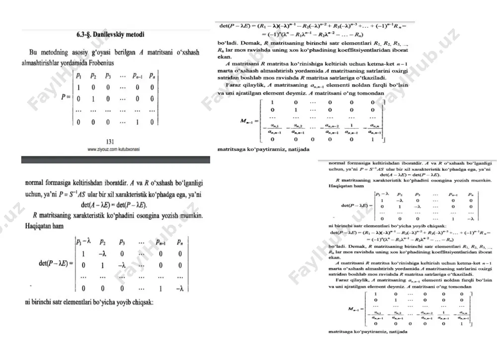 matritsa xos son va xos vektorlarni topishning sonli usullari. danilevskiy usuli - Page 2
