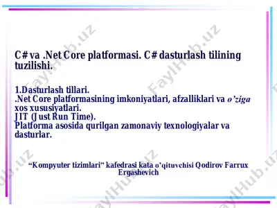 c# va .net core platformasi — PDF