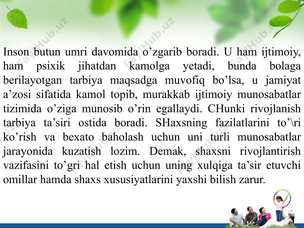 shaxsning oila muhitida va jamiyatda shakllanishi - Page 5