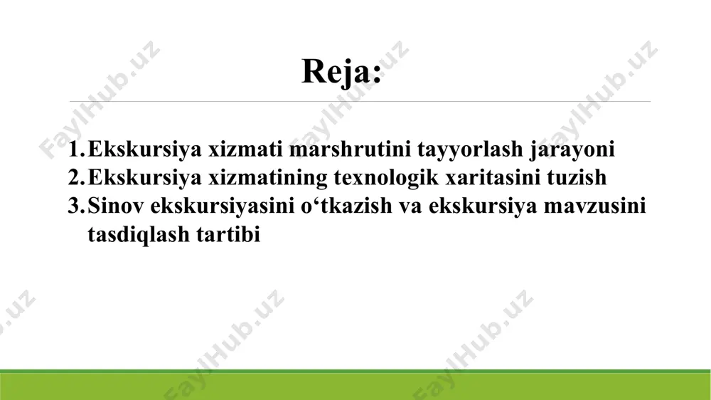ektlari: xivada – 310 ta ob’ekt, buxoroda – 221 ta ob’ekt, toshkent shahrida 144 ta, samarqandda 118 ta, jizzax viloyatida 372 ta ob’ekt bor. shuningdek, 12 ta tabiiy qo’riqxona, 16 ta buyurtma va 2 ta milliy parklar, betakror tabiatimiz, tabiiy go’shalar, hayvonot va o’simlik olami ekoturizmni rivojlantirishda juda katta turistik resurslar hisoblanadi. ўзбекистоннинг 70 % ҳудудларини чўл ва адир минтақаси эгаллайди. бу минтақада ҳозирча 55 та туристик ресурс рўйхатга олинган. бу ресурслар 14 та алоҳида-алоҳида мавзуларда эканлиги, бепоён чўл табиати, чўл халқи ҳаёти, чўлнинг ўсимликлар олами ва ҳайвонат дунёсидан маҳаллий туризм ва халқаро туризмни ривожлантиришда фойдалансак ишонч комилки, албатта дастлаб туристик маршрутлар ишлаб чиқишга тўғри келади. 5 ҳозиргача туристик маршрутлар ишлаб чиқишнинг 7 та тамойили-талаби бор. бу тамойилларни туристик маршрут ишлаб чиқишдаги асосий талаблар сифатида бирор бир олим ёки туризм мутахассиси таклиф қилмаган. балки, туристик маршрутлар ишлаб чиқишдаги йўл-йўлакай кузатув, талаб, амалиёт, ўй-фикр ва таклифларни жамлаган мутахассисларнинг умум хулосавий, ижодий …