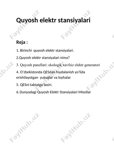 quyosh elektr stansiyalari — DOCX