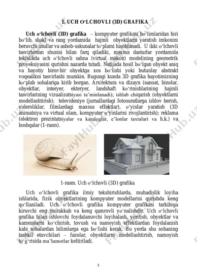 uch o‘lchovli (3d) grafika — PDF