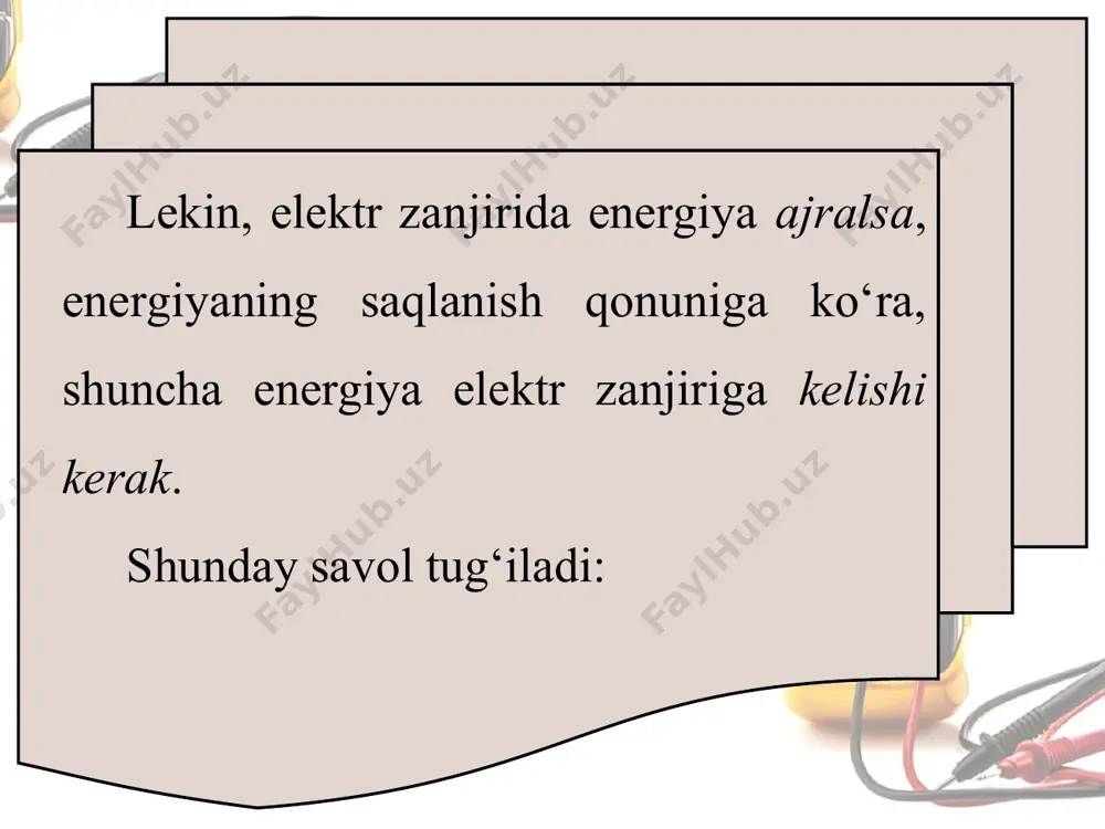 butun zanjir uchun om qonuni. tok manbayining foydali ish koeffitsiyenti 10 - sinf - Page 3