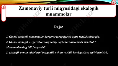 zamonaviy turli miqyosidagi ekologik muammolar — PPT