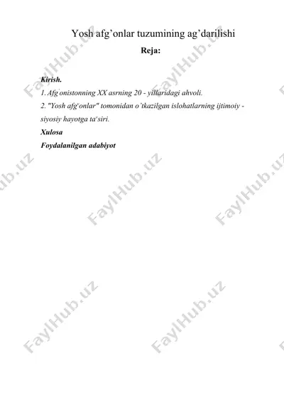 yosh afg’onlar tuzumining ag’darilishi — DOCX