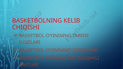 basketbolning kelib chiqishi — PPTX