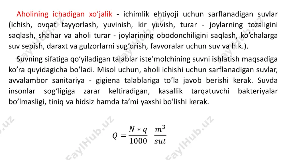 larning yong’inga bardoshlilik darajasiga bog’liq bo’lgan holda qurilgan binolar 3 qavatli va undan ko’p yukori, ular­ning yong’inga bardoshlilik darajasiga bog’liq bo’lmagan holda 1 gacha 1 5 10 1 dan 5 gacha 1 10 10 5 dan 10 gacha 1 10 15 10 dan 25 gacha 2 10 15 25 dan 50 gacha 2 20 25 50 dan 100 gacha 2 25 35 100 dan 200 gacha 3 40 200 dan 300 gacha 3 55 300 dan 400 gacha 3 70 400 dan 500 gacha 3 80 500 dan 600 gacha 3 85 600 dan 700 gacha 3 90 700 dan 800 gacha 3 95 800 dan 1000 gacha 3 100 qishloq aholi turar - joylarida bir yong’inga sarflanadigan suv mehyori — 5 l/k-k. tashqi yong’inni o’chirish uchun sarf­lanadigan suv sarfi binolarning balandligi va hajmi 5-jadvalda ko’rsatilganidan katta bo’lsa, shu bilan birga ma’muriy binolarning hajmi 25 ming m3 dan yuqori bo’lganda …