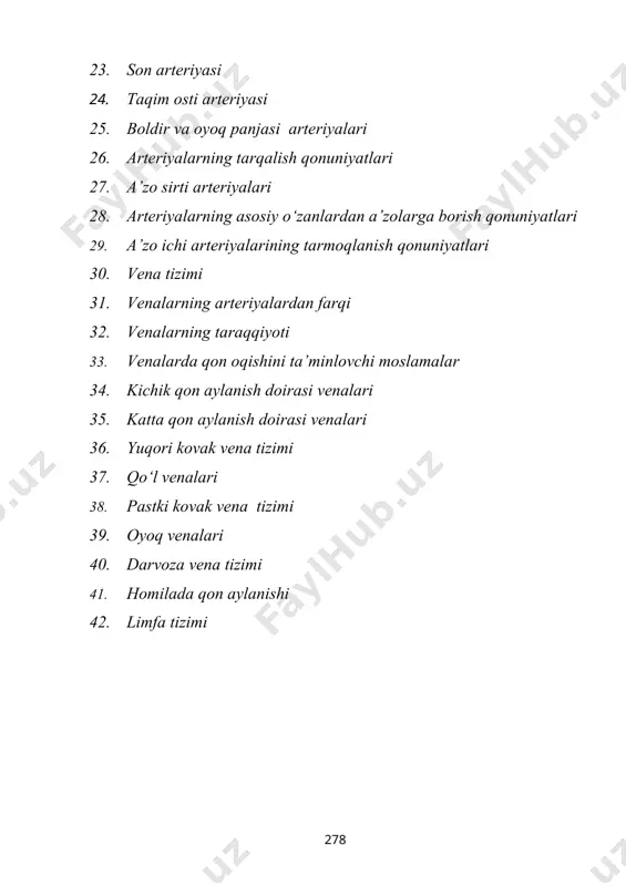 tsirkulyator tizim va yurak kiradi. bu tizim organizmda modda almashinuvini ta’minlaydi. qon tomirlar tizimining markaziy a’zosi yurak hisoblabadi. u ritmik ravishda qonni harakatga keltiradi. yurakdan boshlanib organizmga tarqaladigan tomirlar arteriyalar deb ataladi. bu nomni birinchi bo‘lib eramizdan oldingi uchinchi asrda yashagan gippokrat bergan bo‘lib (aer-havo, tereo-saqlayman) degan ma’noni bildiradi. hujayra va to‘qimalardan qonni yurakka olib keluvchi tomirlar venalar deyiladi. arteriya va venalar o‘rtasidagi mikrotsirkulyator qism: arteriola, prekapillyar, kapillyar, postkapillyar va venulalardan iborat. odam tanasida ikkita (katta va kichik) qon aylanish doirasi tafovut qilinadi. kichik (o‘pka) qon aylanish doirasi o‘pkada qonni kislorod bilan boyitish uchun xizmat qiladi. u o‘ng qorinchadan o‘pka poyasi bo‘lib boshlanib o‘pkaga yetib kelib o‘ng va chap o‘pka arteriyasiga bo‘linadi va alveolalarni o‘rab karbonat angidridni alveolaga berib, kislorodni qabul qiladi. kislorodga to‘yingan qon 4 ta o‘pka venalari orqali chap bo‘lmachaga quyiladi. katta qon aylanish doirasi chap qorinchadan aorta bo‘lib boshlanadi. aortadan chiqqan arteriyalar a’zolar va to‘qimalarga tarqaladi. to‘qimalar, …