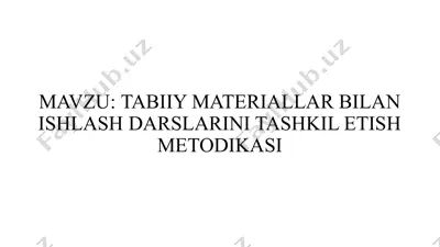 tabiiy materiallar bilan ishlash darslarini tashkil etish metodikasi — PPTX