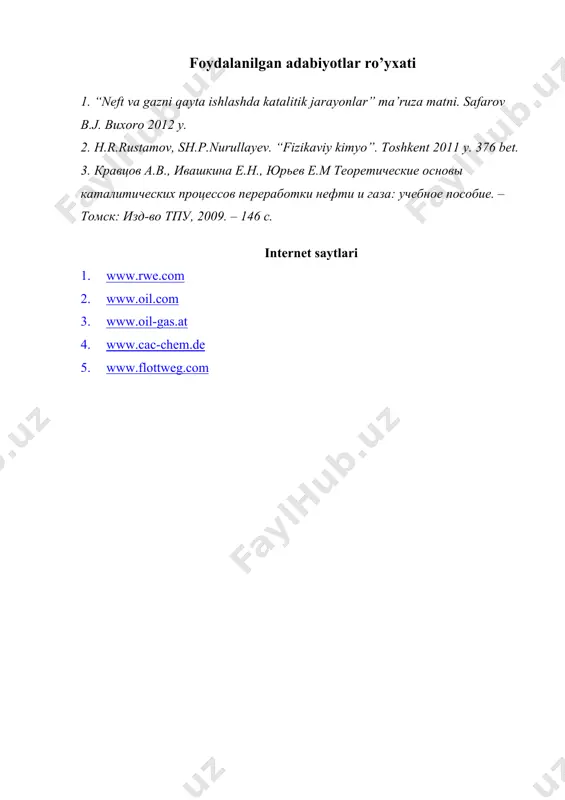 katalizatorni aktivligi va selektivligi. diffuzion chegaralanish - Page 5