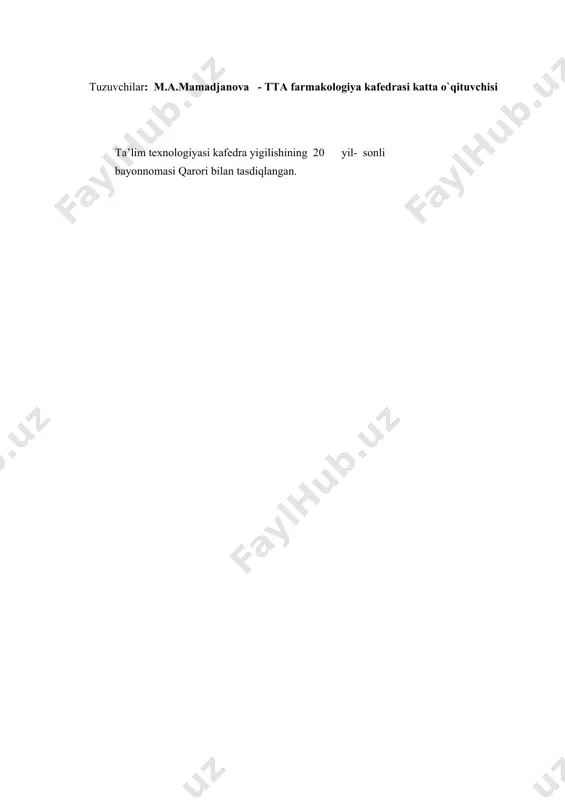 taҳlil qilish va qo’llanilishini o’rgatish; - koronar etishmovchiligida qo’llaniladiganvositalar bo’yicha restept yozish ko’nikmalarni rivojlantirish; - informastiyani analiz qilish, umumlashtirish, qiyosiy ta’riflash, tizimlashtirish ko’nik-malarini rivojlantirish; - kommunikativ ko’nikmalarni rivojlantirish. o`quv faoliyati natijalari: talaba bilishi kerak: - koronar etishmovchiligida qo’llaniladigan vositalarni tasniflash; - koronar etishmovchiligida qo’llaniladiganvositalarning organizmga ta’sirini yoritish; - koronar etishmovchiligida qo’llaniladiganvositalarning ta’sir mexanizmini tushuntirish; - koronar etishmovchiligida qo’llaniladiganvositalarni qo’llash uchun ko’rsatmalarni sanash; - koronar etishmovchiligida qo’llaniladiganvositalarni nojo’ya ta’sirlarini ifodalashi kerak. talaba qila olishii kerak: - amaliy ko’nikmalar – resteptura bo’yicha vazifalarni bajarish (dorilarni chiqarish shakli, dozasi, miqdori va qo’llanilishini ko’rsatib resteptlar yozish: nitroglisterin (tab., kaps., flak.), sustak (tab.), nitrong (tab.), validol (tab., kaps., flak.), anaprilin (tab., amp.); - informastiyani analiz qilish, umumlashtirish, qiyosiy ta’riflash, tizimlashtirish ko’nikmalarini; - kommunikativ ko’nikmalarni. ta’lim usullari usul: qora quticha ; texnika: grafik organayzer – “qanday” diagrammasi ta’lim shakli yakka tartibli, jamoaviy, guruҳlarda ishlash ta’lim vositalari o`quv qurollari, o`quv jixozlari, dori vositalarni to’plami, dori vositalarga anatastiya …