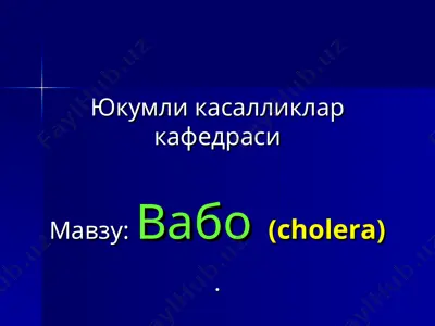 vabo (cholera) — PPT