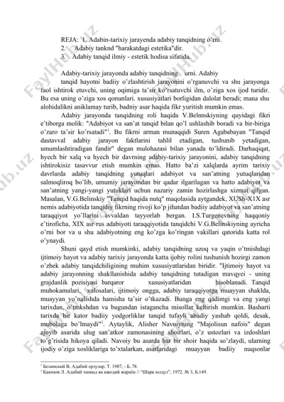 adabin-tarixiy jarayenda adabiy tanqidning o’rni — DOCX