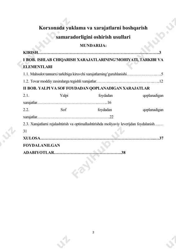 dni va uning yalpi ichki mahsulotdagi hissasi 40,0 foiz atrofida tashkil etmoqda. korxonaning’moliyaviy barqarorligining’asosiy vazifalaridan biri bu shakllanish manbalari bilan zahiralar mavjudligini tahlil qilishdir. zaxiralarni shakllantirishdan foydalanishni tavsiflash uchun har xil turdagi manbalarni qamrab olishning’turli darajasini aks ettiruvchi bir nechta ko‘rsatkichlar qo‘llaniladi: ( o‘z aylanma mablag‘larining’mavjudligi (o‘z kapitali va aylanma mablag‘lar qiymati o‘rtasidagi farqga teng); ( zaxiralarni qoplashning’o‘z va uzoq muddatli manbalarining’mavjudligi (o‘z aylanma mablag‘larini uzoq muddatli majburiyatlar miqdoriga ko‘paytirish hisobidan olinadi); ( zaxiralarni qoplashning’asosiy manbalarining’umumiy qiymati (o‘z va uzoq muddatli aylanma aktivlar hamda qisqa muddatli kreditlar va ssudalar yig‘indisiga teng). moliyaviy barqarorlikning’mutlaq ko‘rsatkichlari bilan bir vaqtda analitik ko‘rsatkichlarni - xususan, likvidlik ko‘rsatkichlarini hisoblash maqsadga muvofiqdir. ulardan asosiylari: joriy, tezkor va mutlaq likvidlik koeffisiyentlaridir. kurs ishining’maqsadi: ushbu kurs ishi mavzusini yoritishdan korxonada yuklama va xarajatlarni boshqarish samaradorligini oshirish usullaridan iborat. bugungi kunda mamlkatimiz ijtimoiy-iqtisodiy rivojlanishining joriy va istiqboldagi chora – tadbirlarini belgilashda pandemiya oqibatlarining ta’sirini har tomonlama hisobga olish, iqtisodiy …