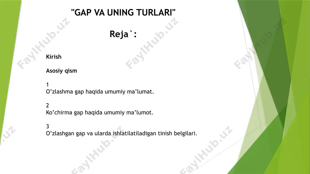 iladi- «yashang, oshpaz- kinoya bilan qichqirdi o’ktam.-bilib qo’yingki, dehqonchilikning qozoni boshqacha bo’ladi, mehnatini aytmasangiz, barakasi osha veradi, tosha veradi». (o.) avtor gapi ko’chirma gapning kimga qarashli ekanligini ko’rsatadi. avtor o’zganing mazmunini saqlab, grammatik, leksik xususiyatlarni o’zgartirib bayon qilib bersa, o’zlashtirma gap deyiladi. masalan, astaxov shu bilan suhbat qilishni orzu qilganini, lekin qo’li tegmaganini aytdi. ko’chirma gap. ko’chirma gapdagi mazmun tinglovchiga qaratiladi. ko’chirma gap bir so’zdan, bir ega yoki bir necha gapdan, ba’zan butun bir abzasdan iborat bo’lishi mumkin. avtor gapi esa ko’pincha ikki sostavli birgina sodda gapdan tashkil topadi~ qo’shma gap shaklida yoki bir sostavli sodda gap shaklida deyarli qo’llanmaydi. misollar` «qo’rog’on buzilibdi. yigitlarni, suvchilarni to’sishga olib borsin», - deb buyurdi mahkamov. (o.) «hozir hosil uchun kurashning avji vaqti, - dedi o’ktam jiddiy tus bilan,yaxshi parvarish qilsang, g’o’zani ovqatdan, suvdan toliqtirmasang, kun sayin hosilni ko’rasan quyidagi fellar avtor gapining kesimi bo’lib keladi. gapirish, so’zlash ma’nosini bildiruvchi demak, aytmoq, gapirmoq. so’zlamoq …