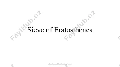 sieve of eratosthenes — PPTX