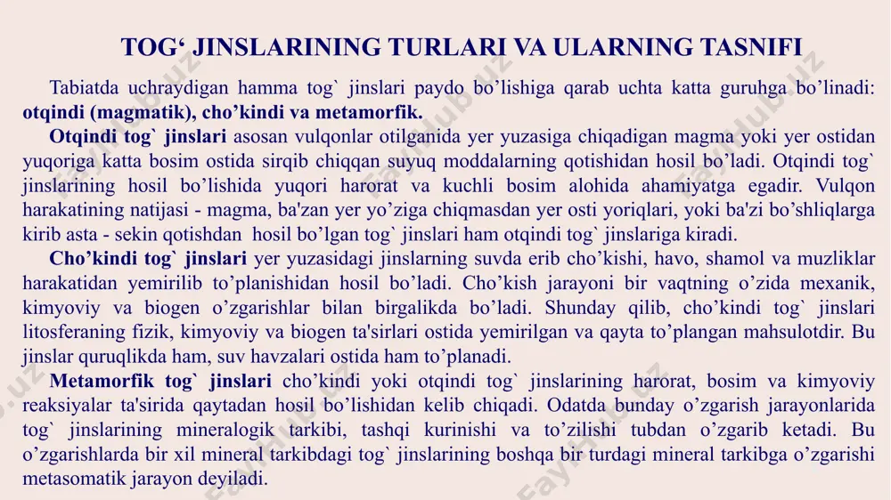 lariga va faqat bir foizi otqindi tog` jinslariga mansubdir. shuning uchun cho’kindi tog` jinslari haqida mufassal to’xtalib o’tamiz. cho’kindi tog` jinslari qanday tog` jinslardan tashkil topganligiga qarab uch turga bo’linadi: donador (granulyar), yoriq va aralash kollektorlar. neft yoki gaz yig`ilishi yoki paydo bo’lishi mumkin bo’lgan tog` jinslari - kollektorlar deyiladi. granulyar kollektorlar asosan qum, qumtosh va qum - alevrit kabi tog` jinslaridan tashkil topgan bo’ladi. bunday kollektorlarda neft va gaz jinslarining mayda zarrachalar orasidagi bo’shliqlar, g`ovaklar ichida yig`iladi. demak, granulyar kollektorlardagi foydali bo’shliqlar, ya'ni neft yoki gaz yig`ilishi mumkin bo’lgan bo’shliqlar, asosan zarrachalar orasidagi bo’shliqlar - g`ovaklardan iborat ekan. yoriq kollektorlarga ohaktosh, dolomitlar kiradi. bunday tog` jinslarida foydali bo’shliqlar har xil yoriqlar sistemasidan iboratdir. bo’shliqlar faqat yoriqlar emas, balki juda mayda mikrokarst va kovaklardan ham tashkil topgan bo’lishi mumkin. yoriqlar sistemasi gorizontal va tik yo’nalishlarda rivojlangan bo’lib, odatda ular o’zaro bir-birlarini kesib o’tadi. neft va gaz ana shu yoriqlarda hosil …