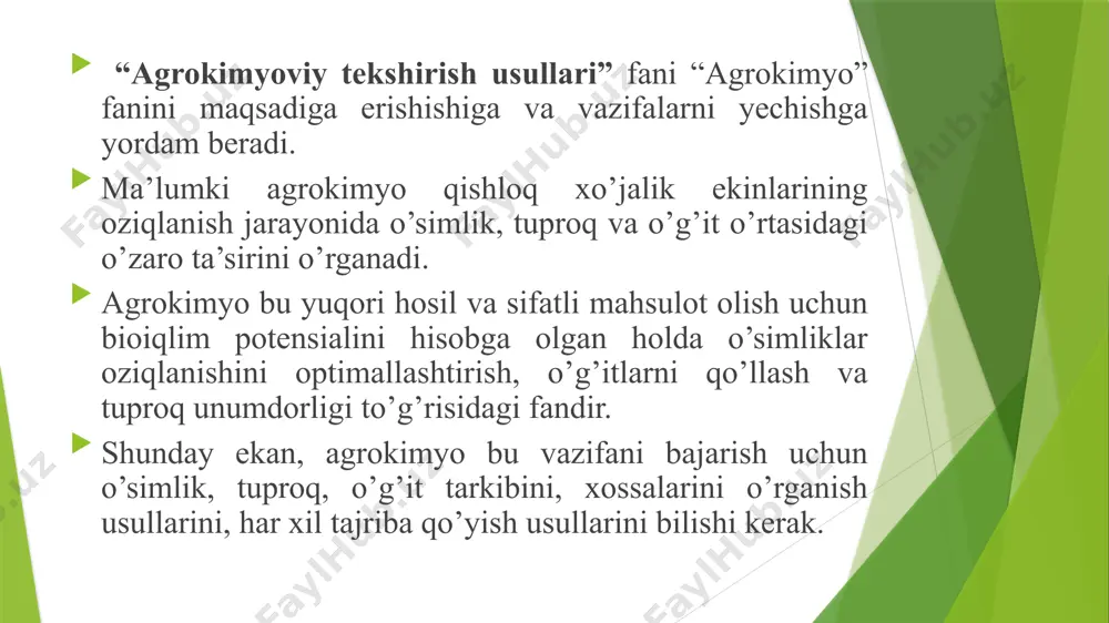 . k.k.gedroys tuproq kulturasida vegetasion tajriba qo’yish uslubi bo’yicha ish bajardi. bunda u tuproq hajmi, ekinlar qalinligi, idishdagi tuproqning zichlanish darajasini o’simlik hosiliga ta’sirini o’rgandi. u tomonidan tuproq singdirish kompleksini o’rganish sohasida fundamental uslubiy tadqiqotlar olib borildi, tuproqni kimyoviy analiz qilish usullari (singdirilgan asoslar, singdirilgan vadorod, tuproqning asoslar bilan to’yinganlik darajasi va singdirish sig’imini aniqlash) va sho’rhoklarni gipslash usubi bo’yicha klassik qo’llanma bir necha marta nashr qilindi. tuproqning o’g’itlarga bo’lgan talabini aniqlash usullarini ishlab chiqish bo’yicha a.v.kirsanov, f.t.chirikov, a.v.maslova, b.p.machigin, p.v.protasov, i.v.kononova, o,g.oniani, b.ya.rinkis va boshqa agrokimyogarlar katta ishlar olib bordi. 1921 yilgacha markaziy osiyoda ilmiy - tekshirish tashkilotlari kam bo’lgan. o’sha davrda r.r.shreder, m.m.busheuv, v.s.maligin, n.i.kurbatov kabi yirik agronom olimlar ishlagan. turkiston o’lkasida tajriba stansiya va dalalari bo’lgan. 1921-1926 yillar davomida turkiston seleksiya stansiyasi, keyinchalik seleksiya institutiga aylantirilgan, markaziy seleksiya stansiyasi, oqqovoq tajriba sug’orish stansiyasi, o’g’itlash stansiyasi, mashina sinash stansiyasi, tuproqshunoslik instituti, suv xo’jalik instituti, paxtachilik tajriba zavodi va …