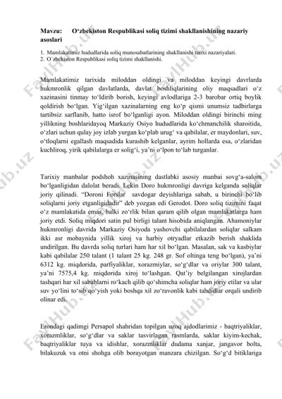 o‘zbekiston respublikasi soliq tizimi shakllanishining nazariy asoslari — DOCX