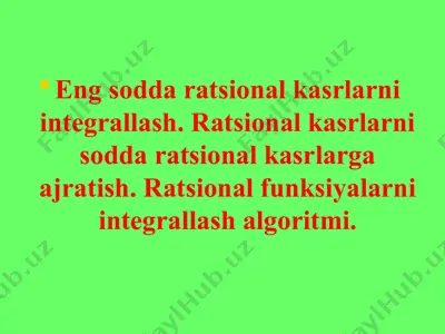 eng sodda ratsional kasrlarni integrallash — PPT