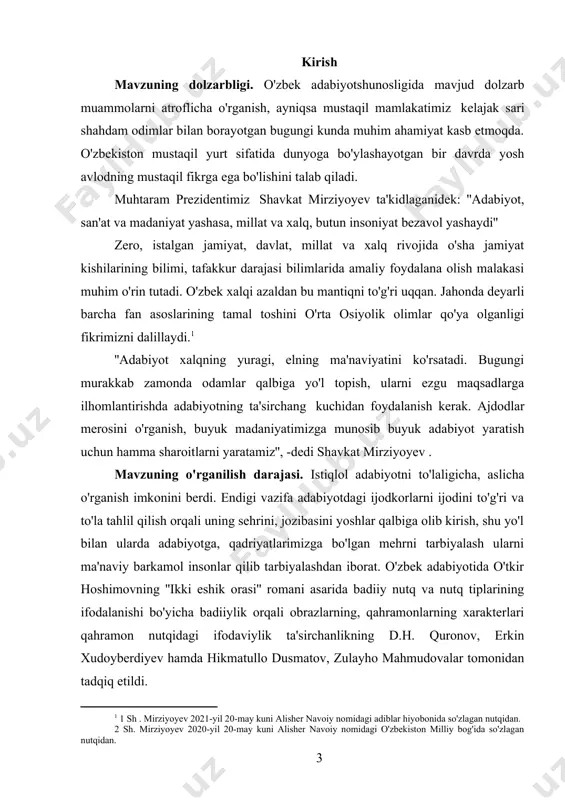 bob, to'rt fasl, xulosa va foydalanilgan adabiyotlardan tashkil topgan. i bob badiiy nutq uslubi va uning xususiyatlari. 1.1 badiiy nutq turlari. badiiy uslub- badiiy adabiyotda qo‘llaniladigan funksional nutq uslubi. bu uslubda u o‘quvchining tasavvur va tuyg‘ulariga ta’sir qiladi, muallifning fikr va tuyg‘ularini yetkazadi, so‘z boyligining barcha boyligi, turli uslublar imkoniyatlaridan foydalanadi, nutqning obrazliligi, emotsionalligi bilan ajralib turadi. badiiy asarda so‘z nafaqat ma’lum ma’lumotlarni o‘z ichiga oladi, balki badiiy obrazlar yordamida o‘quvchiga estetik ta’sir ko‘rsatishga xizmat qiladi. tasvir qanchalik yorqin va haqqoniy bo‘lsa, o‘quvchiga shunchalik kuchli ta’sir qiladi. yozuvchilar o‘z asarlarida zarur hollarda nafaqat adabiy tilning so‘z va shakllaridan, balki eskirgan sheva va xalq tili so‘zlaridan ham foydalanadilar. imkoniyatlar badiiy ekspressivlik xilma-xil va koʻp. bular troplar: taqqoslash, personifikatsiya, allegoriya, metafora, metonimiya, sinekdoxa va boshqalar. va stilistik figuralar: epitet, giperbola, litota, anafora, epifora, gradatsiya, parallelizm, ritorik savol, standart va boshqalar. badiiy adabiyot ilmiy nutqda voqelikning mavhum, obyektiv, mantiqiy-kontseptual aks etishidan farqli ravishda …