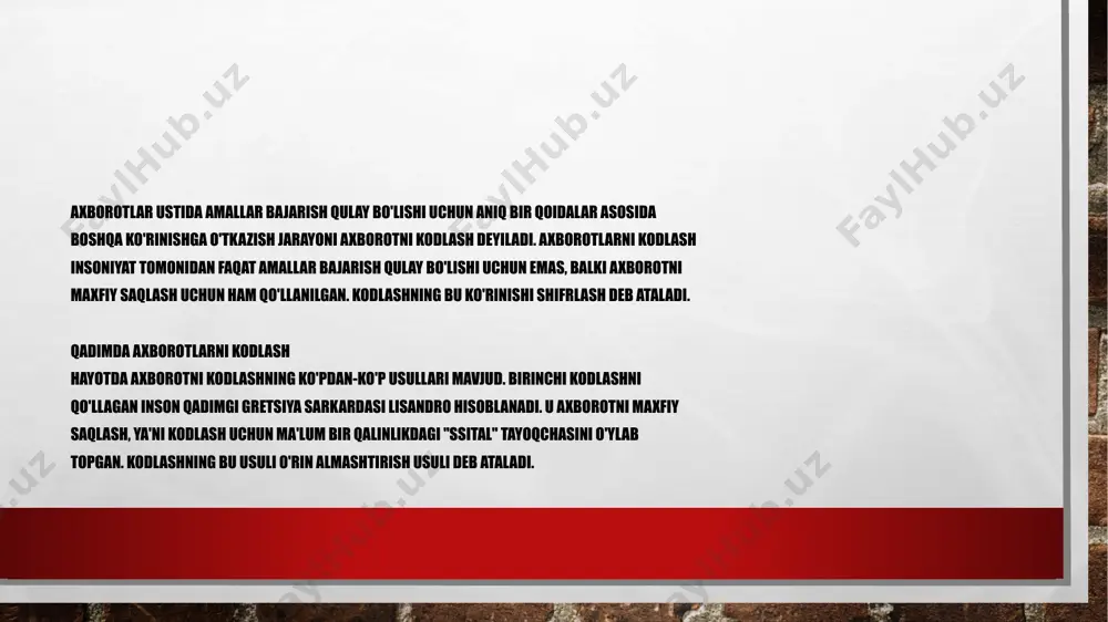 matnli, ovozli va grafik axborotlarni kodlash - Page 5