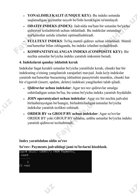 mysql ma'lumotlar bazasida index yaratish - Page 3