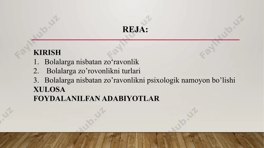 arar yetkazishga olib keladigan yoki olib kelishi mumkin bo‘lgan tasodifiy bo‘lmagan og‘zaki yoki ramziy xatti-harakatlar“ shaklida ifoda etdi. bolaning qarovsizligi — ota-onaning yoki bola uchun mas’ul boʻlgan boshqa shaxsning bolaning sogʻligʻi, xavfsizligi yoki farovonligiga zarar yetkazishi mumkin boʻlgan darajada oziq-ovqat, kiyim-kechak, turar joy, tibbiy yordam bilan taʼminlamasligi, nazorat qilmasligi. eʼtiborsizlik, shuningdek, bola bilan bir muhitda turgan odamlarning eʼtiborsizligi va bolaning omon qolishi uchun tegishli va yetarli chora-tadbirlarni qoʻllamasligidir beparvo qoldirilgan bolalar jismoniy va psixosotsial rivojlanishda kechikishlarni boshdan kechirishi mumkin, buning natijasida psixopatologik va neyropsixologik funksiyalar, jumladan, ijro etuvchi funktsiya, diqqat, qayta ishlash tezligi, til, xotira va ijtimoiy koʻnikmalar buzilishi mumkin. zoʻravonlikka uchragan bolalar bilan ishlayotgan tadqiqotchilar bir necha bor guvoh boʻlishdiki, mehribon farzand asrab oluvchilar qarovsiz qolgan bolalar bilan yoʻqolgan yoki xavfsiz munosabatlarni tiklash mobaynida turli xil hissiy va xulq-atvor reaktsiyalariga duch keladilar. bunday bolalar gʻamxoʻrlik qiluvchilarni xavfsizlik manbai sifatida koʻrmaydilar va buning oʻrniga odatda ularni asrab olgan ota-onalari bilan …
