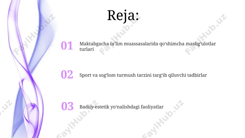tshunoslik fanidan 5-sinf oʻquvchilari uchun toshkent shahridagi maktablarda 20 dan ortiq turli xil amaliy mashgʻulotlar, jumladan, oʻsimliklar va hayvonlarni kuzatish boʻyicha tadqiqotlar oʻtkaziladi. qarshi shahridagi bir qator maktablarda tabiatshunoslik fanidan qoʻshimcha mashgʻulotlar doirasida 7-8 yoshli oʻquvchilarga 5 ta turli tabiat hodisasi boʻyicha bilimlar beriladi va 2 ta amaliy loyiha bajarish talab etiladi. jamoatchilik ishlari andijon viloyatidagi maktablarda "jamoatchilik ishlari" doirasida 10 dan ortiq turli xil loyihalar, jumladan, mahalliy kutubxonalarga 500 dan ziyod kitob topshirish va keksalarga yordam berish kabi tadbirlar amalga oshirildi. “jamoatchilik ishlari” doirasida toshkent shahridagi 5-maktabda oʻquvchilar 2023-yilda 300 dan ortiq koʻngillilik soatlarini ekologik tozalash ishlariga bagʻishladilar, bu esa shahar atrof-muhitining yaxshilanishiga hissa qoʻshdi. sog'lom turmush tarzini targ'ib qilish sog'lom turmush tarzini targ'ib qilish dasturi doirasida toshkent shahridagi 5 ta maktabda 2023-yilda 300 dan ortiq o'quvchi sport va sog'lom ovqatlanish bo'yicha mashg'ulotlarda qatnashdi. o'zbekiston bo'ylab 2024-yil uchun rejalashtirilgan "sog'lom avlod" milliy dasturiga ko'ra, kamida 1 million o'quvchi sog'lom …
