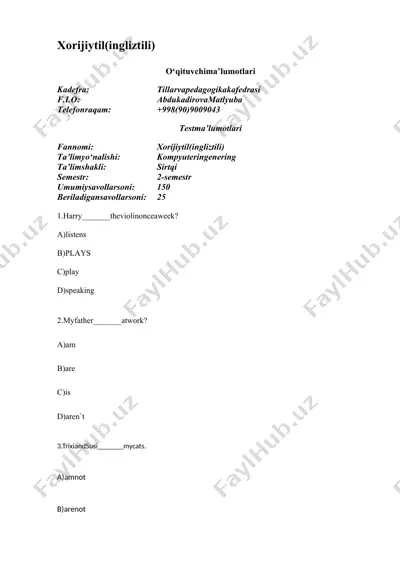 test ma'lumotlari — DOC