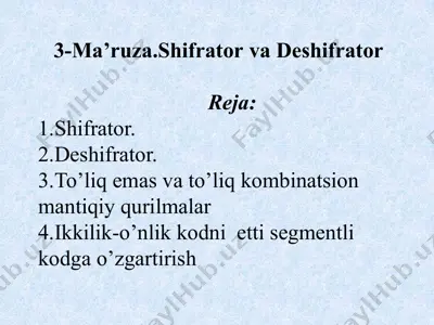 shifrator va deshifrator — PPTX