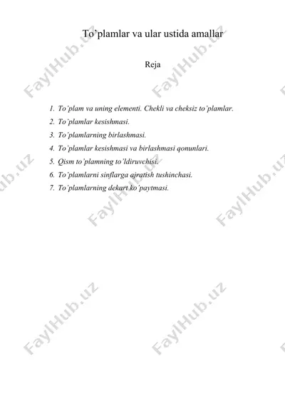 to’plamlar va ular ustida amallar — DOC
