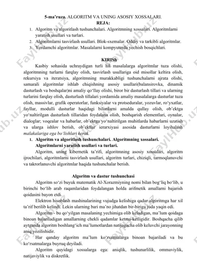 algoritm va uning asosiy xossalari — DOCX