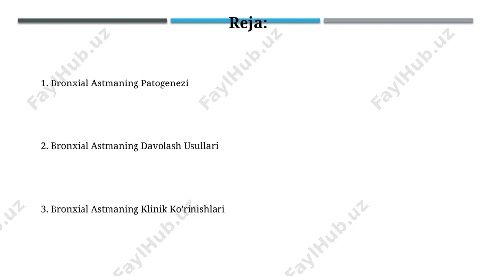 a, 3 yoshgacha bo'lgan bolalarda, bronxial devorning giperreaktivligini kuchaytirish orqali astma xurujlarini qo'zg'atishi mumkin, bu esa yallig'lanish jarayonini tezlashtiradi. yangi tadqiqotlar va istiqbollar immunoterapiyaning yangi usullari, xususan, o'ziga xos antijenlarga qarshi antitellarni qo'llash orqali 5-10% bemorlarda sezilarli yaxshilanish kuzatilgan. nafaqa olishning yangi usullari, masalan, provokativ testlar orqali aniqlangan allergenlarga qarshi individual yondashuvlar, bemorlarning 70% da astma hujumlarini kamaytirishga yordam berdi. hayot tarzini o'zgartirish allergenlarga duchor bo'lishni kamaytirish uchun uy sharoitidagi changni yig'ish, uy hayvonlarini cheklash va havoni tozalash kabi 3 ta muhim chorani qo'llash kerak. sigaret chekish astma xurujlarini kuchaytiradi, shuning uchun chekishni tashlash va chekishdan himoyalangan muhitni yaratish 50% ga yaqin astma xurujlarini kamaytirishi mumkin. oldini olish choralari 5 yoshgacha bo'lgan bolalarda astma xurujlari oldini olish uchun muhim omil – onaning homiladorlik davridagi sog'lom turmush tarzidir. astma xurujlarining oldini olishda, allergenlarning (chang, hayvon junlari va h.k.) ta'siridan himoya qilish va yillik grippga qarshi emlash 50% gacha samarali hisoblanadi. tashxis …